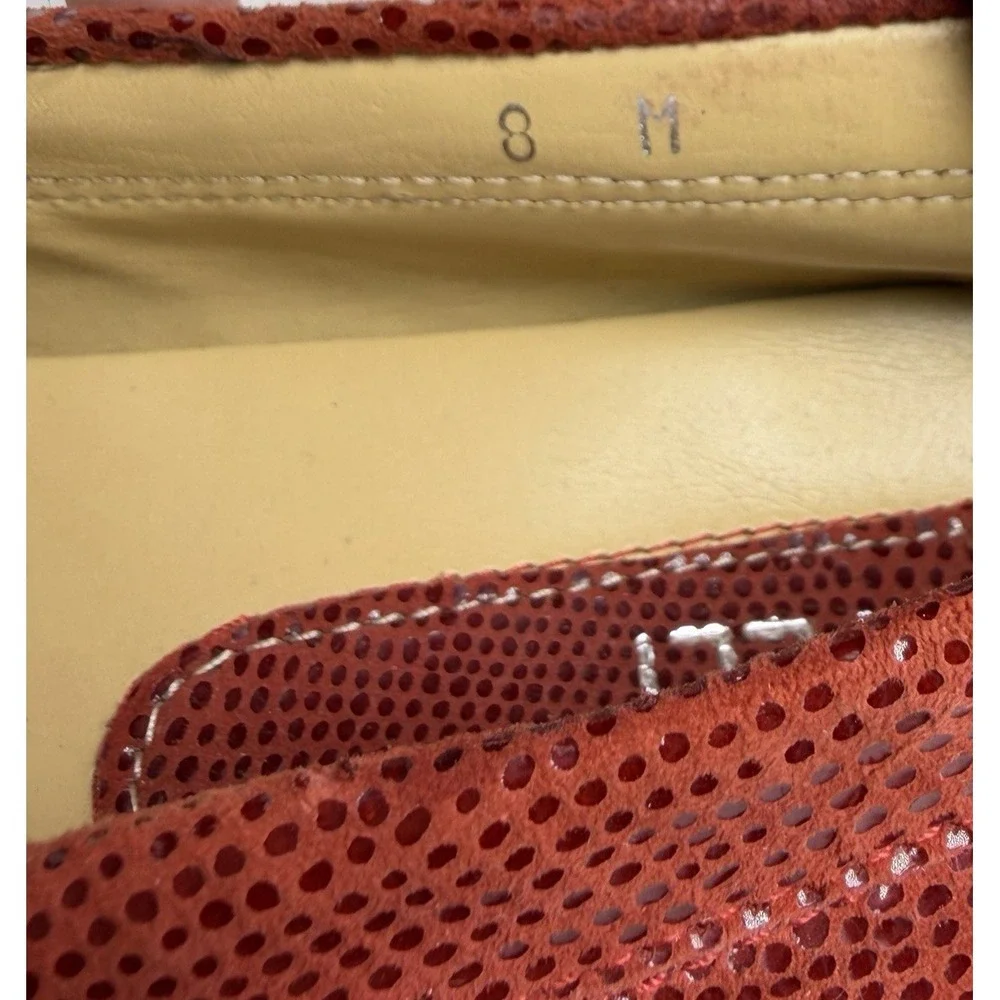 Vaneli Driving Loafer Women 8 M Red Leather Lizard Print Old Money Career Office